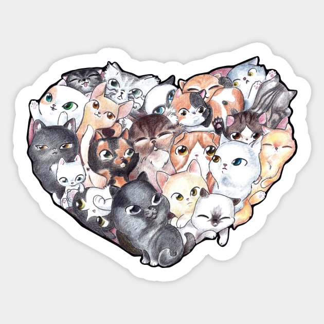 Heart Full of Kitties Sticker by LyddieDoodles